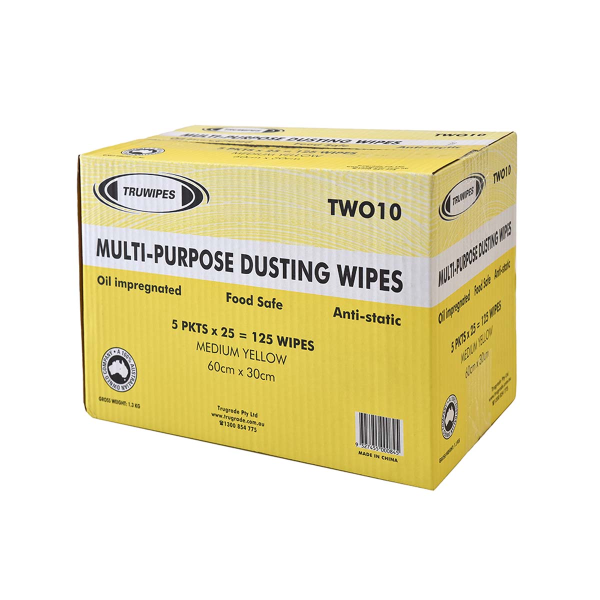 Oil Impregnated Dusting Yellow Wipes 60cm x 30cm Trugrade