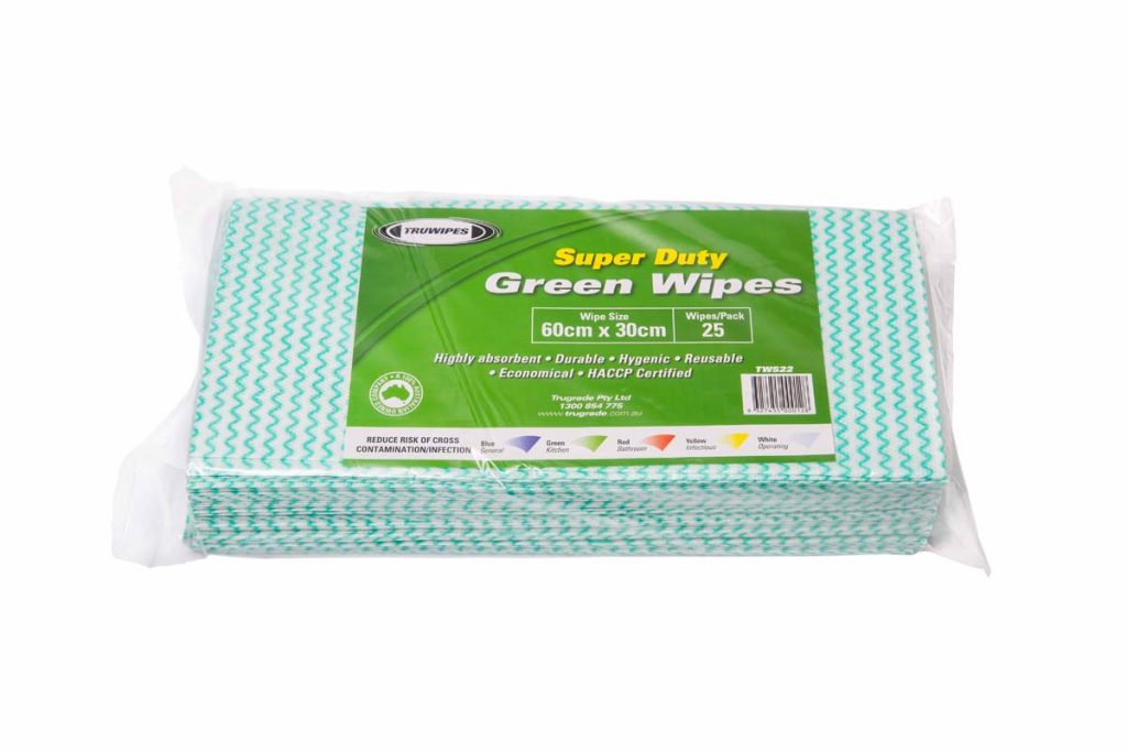Multipurpose Super Duty Green Wipes 60cm x 30xm Trugrade